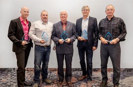 Photo of Jamie Cameron, John Harrington, Lorne MacKinnon, Bill Barrington, Eugene Pace (2022 Apprenticeship Award of Excellence Recipients)