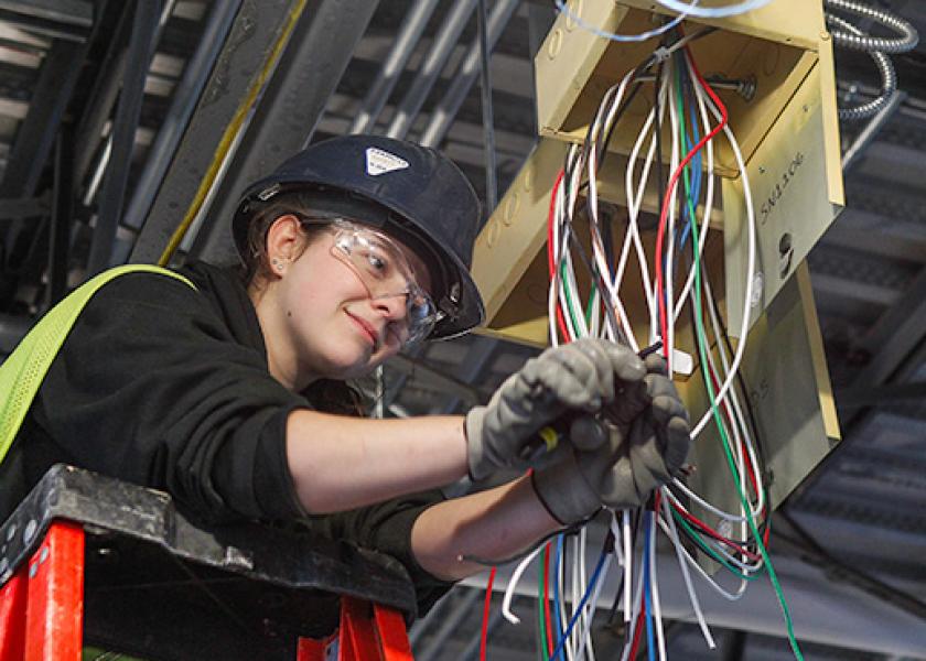 Female construction electrician 