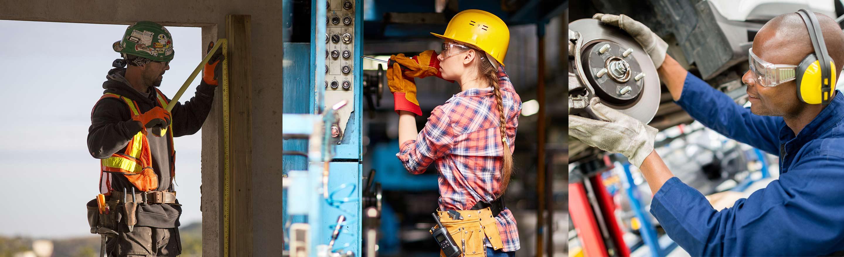 Male and female tradespersons in multi-trades