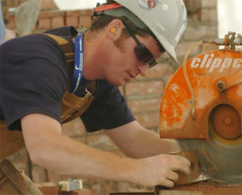 Youth apprentice bricklayer