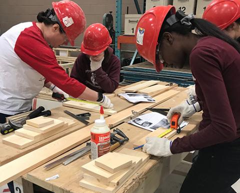 Youth apprentice carpenters